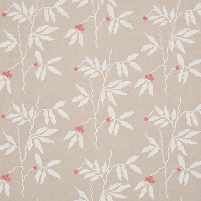Sample - Schumacher Lilla Embroidery Fabric in Ivory on Neutral For Sale