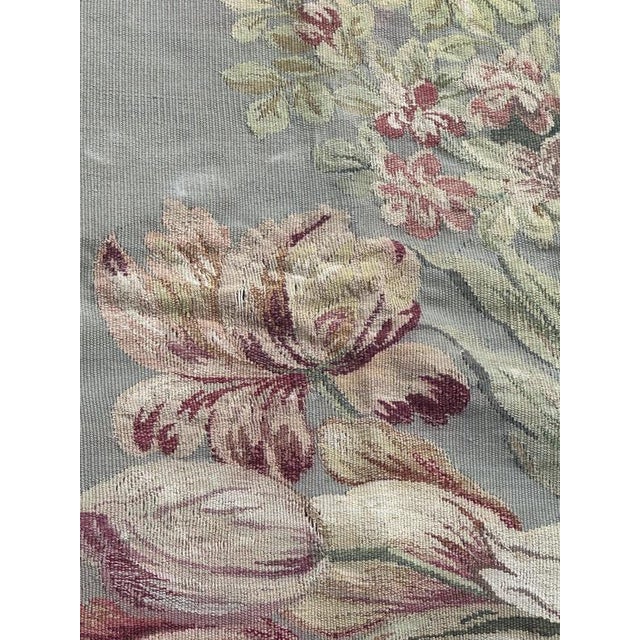 Antique French Tapestry with Rooster and Flowers from Aubusson, 1900 For Sale - Image 15 of 18