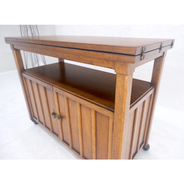Mid-Century Modern Flip Top Mid Century Modern Serving Cart Two Doors Compartment on Wheels MINT For Sale - Image 3 of 17