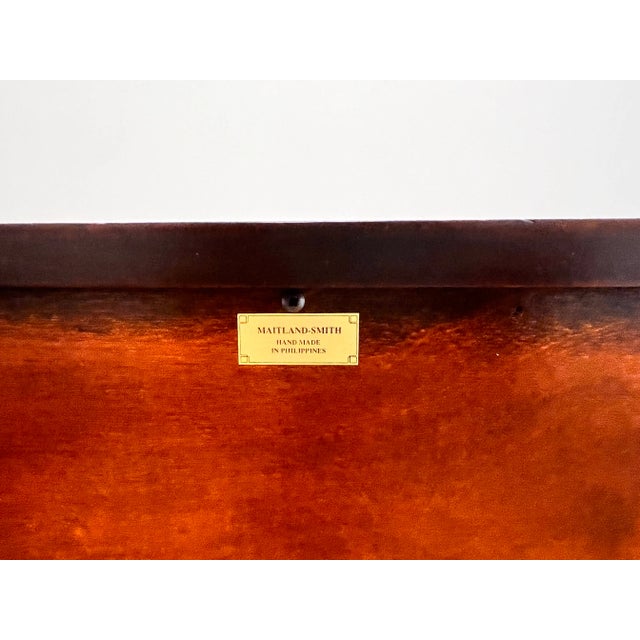 Brown Vintage Maitland-Smith Regency Leather-Embossed Console Table For Sale - Image 8 of 10