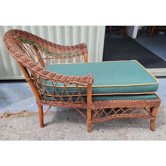 Brown 20Thc Wicker Child's Bar Harbor Settee & Chaise For Sale - Image 8 of 9