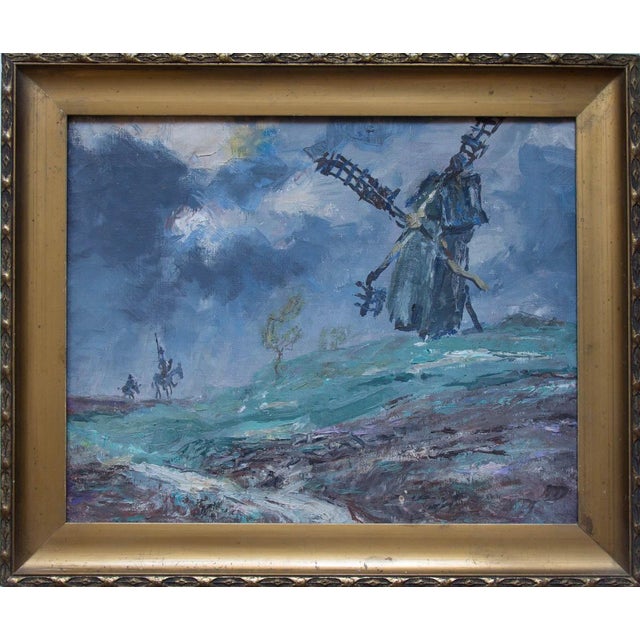Stefan Brzozowski, Landscape with Don Quixote, 1950s, Oil Painting on Canvas For Sale - Image 9 of 9