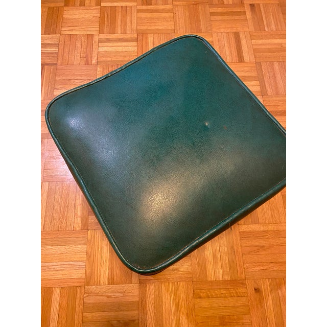 Mid-Century Modern Mid-Century Modern Teal Vinyl Footstool For Sale - Image 3 of 6