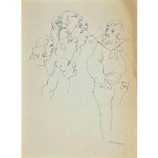 Mino Maccari, The Gaze, Original Drawing, Mid-20th-Century For Sale