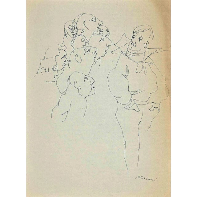 Mino Maccari, The Gaze, Original Drawing, Mid-20th-Century For Sale