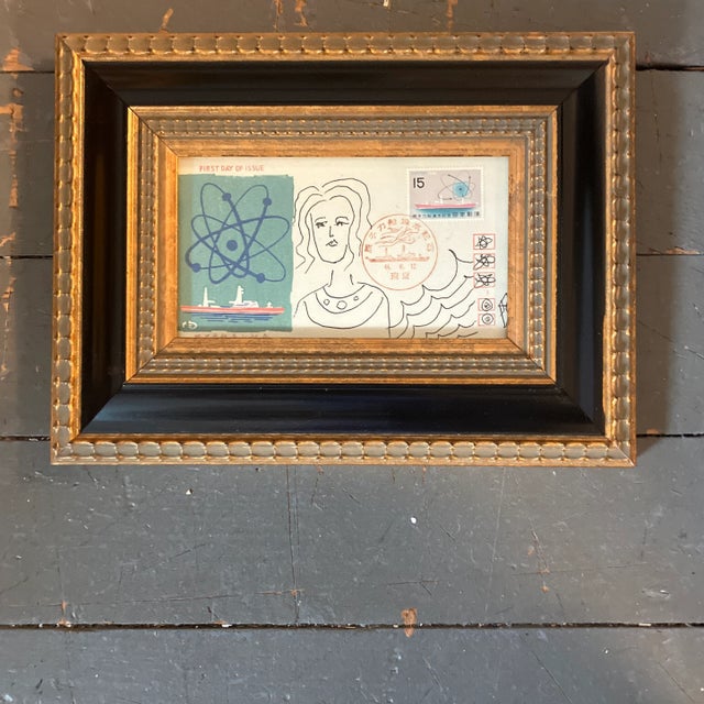 Contemporary Original Judy Henn Abstract Ink Drawing/Collage “First Day With Atom” Framed For Sale - Image 4 of 4