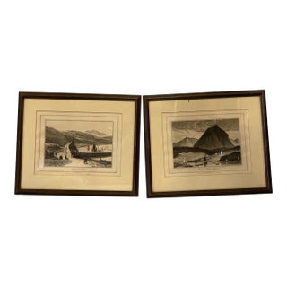 Museum Deaccessioned - Early 19th Century Architectural Landscape Aquatints by William Daniell, Framed - A Pair For Sale