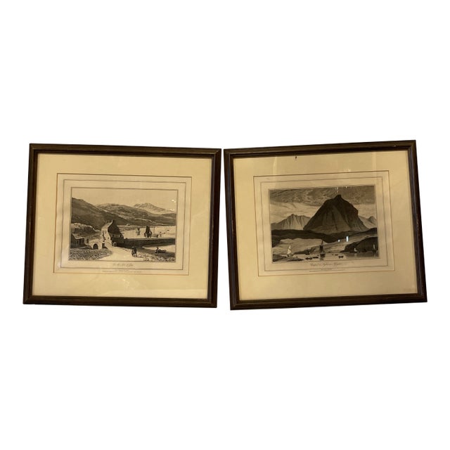 Museum Deaccessioned - Early 19th Century Architectural Landscape Aquatints by William Daniell, Framed - A Pair For Sale