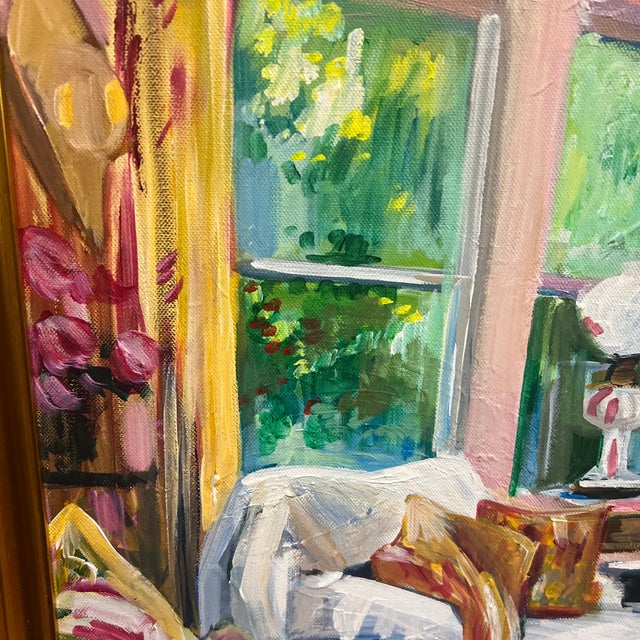 1990s 1990s Oil on Canvas American School Impressionist Signed Framed Depicting Old Interior For Sale - Image 5 of 9