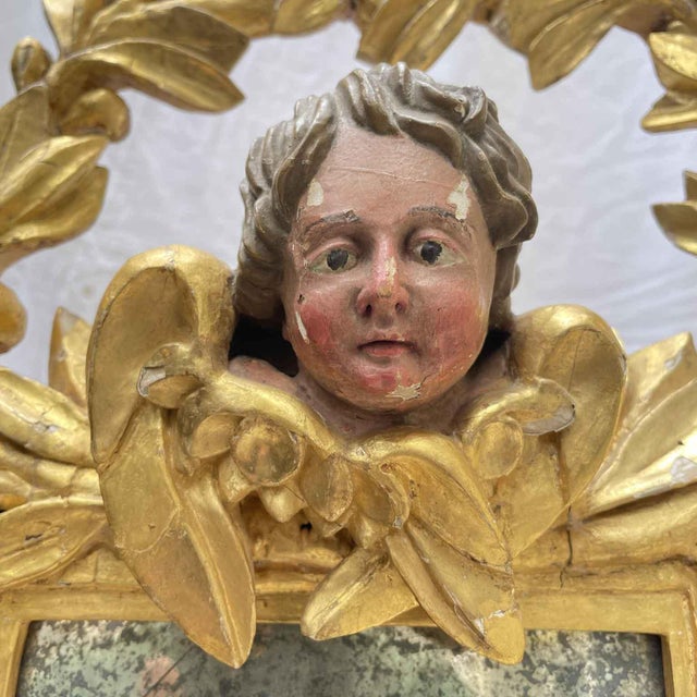 Gilded Mirror with Cherub, 1800s For Sale - Image 4 of 10