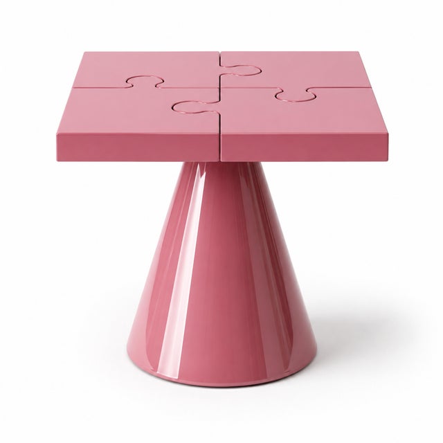 Contemporary Popzlle Side Table in Pink Lacquer by Alexandre Ligios For Sale - Image 3 of 11