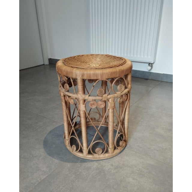 Add a touch of authenticity, bohemian charm, and chic to your home with this magnificent rattan "Peacock" stool, an iconic...