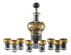 French Model 738 Liqueur Set in Crystal from Saint Louis, 1920s, Set of 9