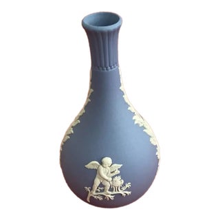 Vintage Wedgwood Blue Jasperware Bud Vase For Sale