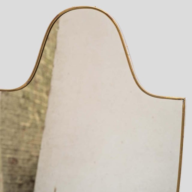 1960s Large Vintage Italian Shield Shaped Brass Mirror, 1960s For Sale - Image 5 of 10