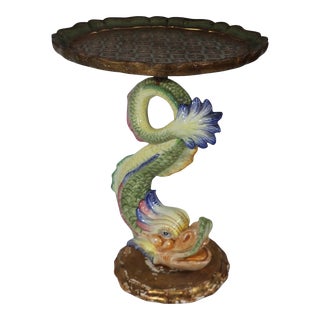 Majolica and Florentine Gilt Table Made in Italy C 1930/1960's For Sale