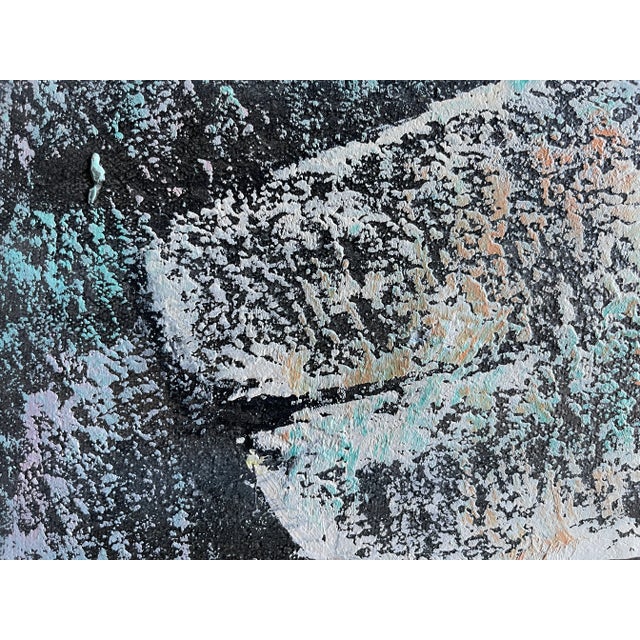 Blue Vintage Signed Roane Original Figural Painting Framed Canvas Abstract Expressionism For Sale - Image 8 of 10