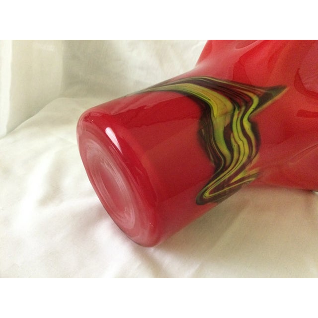 Mid Century Hand Blown Cased Fazzoletto Style Italian Art Glass Vase For Sale - Image 9 of 13