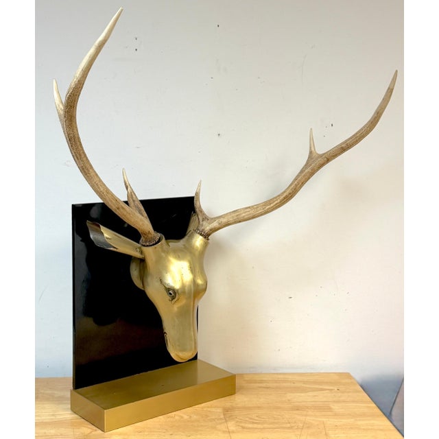 Monumental Sarreid Brass Deer Mount with Removable Antlers, Spain, 1970s For Sale In West Palm - Image 6 of 17