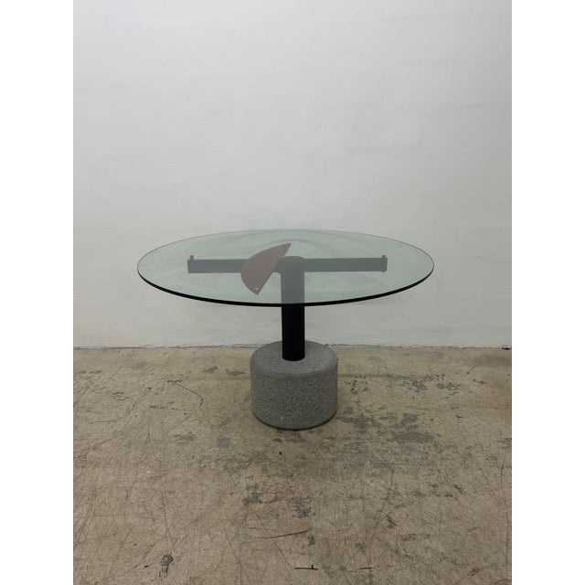 1980s Rare Giovanni Offredi Steel and Concrete Dining or Center Table for Saporiti For Sale - Image 5 of 18