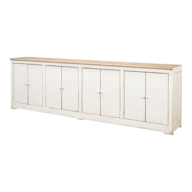 Long Whitewash Country Buffet For Sale