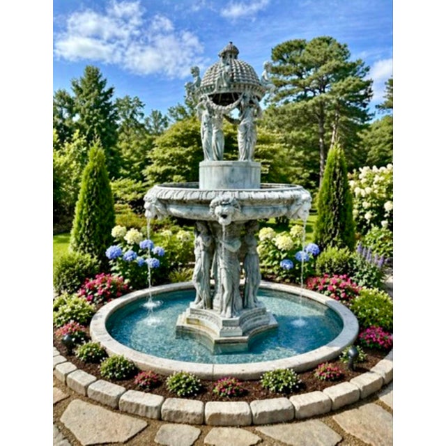 FROM A SPECTACULAR SOUTH FLORIDA WATERFRONT MANSION Spectacular Figural & Monumental Bronze fountain in the Beaux-Arts...