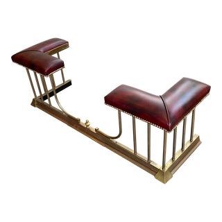 Expandable Brass Bench Leather Seat For Sale