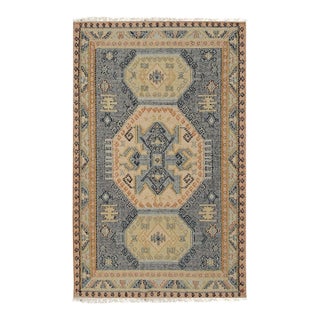 8x10 Luna Kilim Blue Geometric Modern Flatweave Wool Carpet Rug For Sale