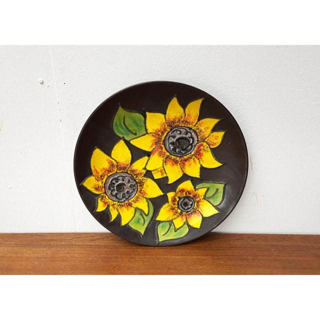 Mid-Century German Studio Pottery Wall Plate with Sunflower Design from Ruscha, 1960s For Sale - Image 13 of 18