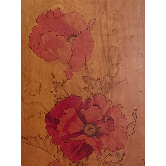 1903 French Art Nouveau Pyrography and Hand-Painted Wood Panel by Abel Trinocq, Signed and Dated. For Sale In New York - Image 6 of 10