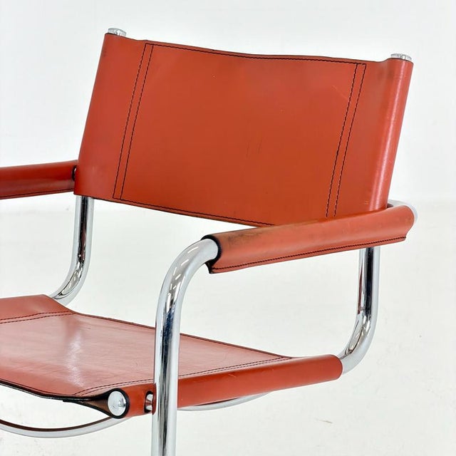 Mid-Century Bauhaus Leather B34 Armchairs by Mart Stam & Marcel Breuer for Fasem, Italy, 1985 For Sale - Image 15 of 18