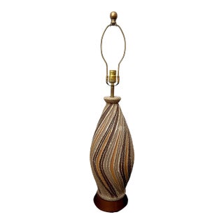 1970s Mid-Century Modern f.a.i.p. Sculptural Swirl Chalkware Table Lamp For Sale