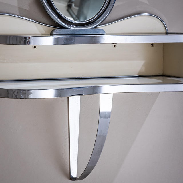 1930s Wall-mounted Vanity Console with Mirror by Gio Ponti, Italy, 1930s For Sale - Image 5 of 11
