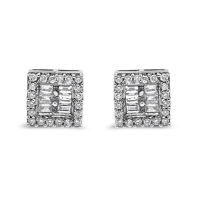 Refresh your regular look by wearing these beautiful diamond stud earrings. These 14k white gold diamond stud earrings are...