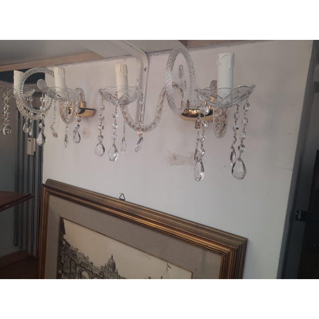 1990s Classic Glass and Crystal Wall Lamps, 1990s, Set of 2 For Sale - Image 5 of 8