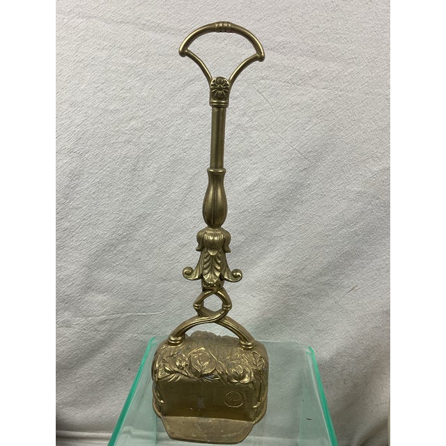 Antique Solid Brass Rose Motif Doorstop For Sale In Raleigh - Image 6 of 8
