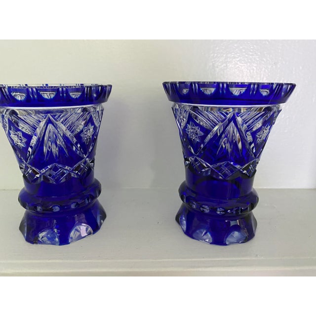 Art Deco Vintage Crystal Cut Vases- Set of 2 For Sale - Image 3 of 11