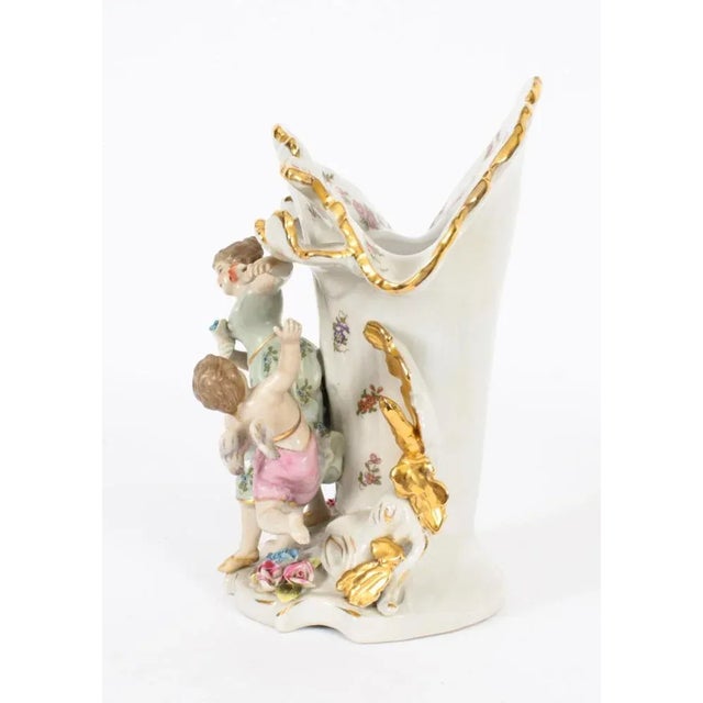 Blue Vintage 20th Century Delightful Dresden Porcelain Spill Vases, 1980s, Set of 2 For Sale - Image 8 of 18