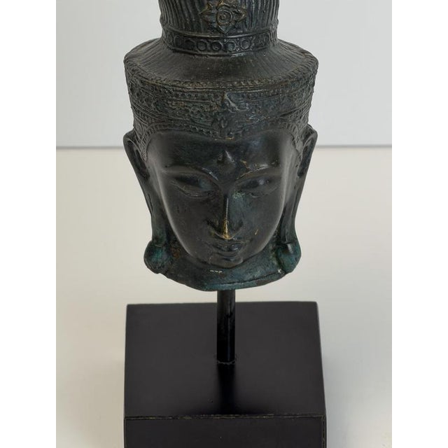 Bronze Buddha Head, Southeast Asia, 1850s For Sale - Image 4 of 10