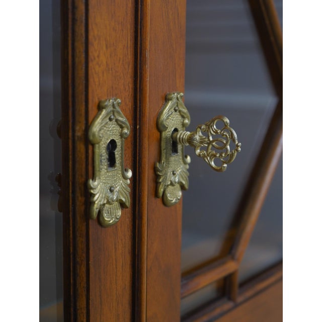 Vintage Large Georgian Style Walnut Bookcase Display Cabinet For Sale - Image 9 of 18
