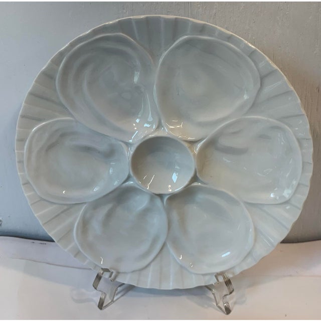 French Vintage French Pillivuyt Ivory Oyster Plate For Sale - Image 3 of 9