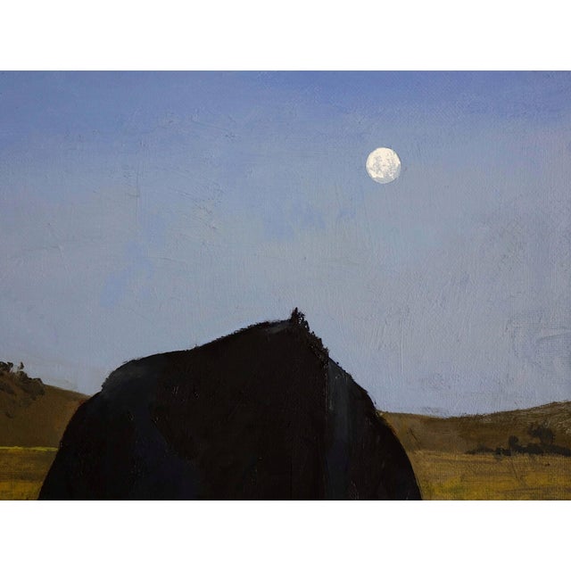Early 21st Century Fields at Twilight by Emma Kalff | Oil on canvas Cows grazing in a twilight landscape with hills. For Sale - Image 5 of 5