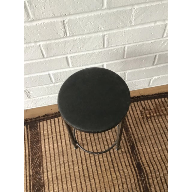 Late 18th Century Vintage Parisian Brass Stool With Velvet Seat For Sale - Image 5 of 6