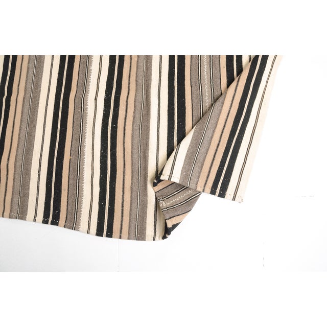 Textile Kurdish Angora Wool Stripe Kilim Rug For Sale - Image 7 of 10