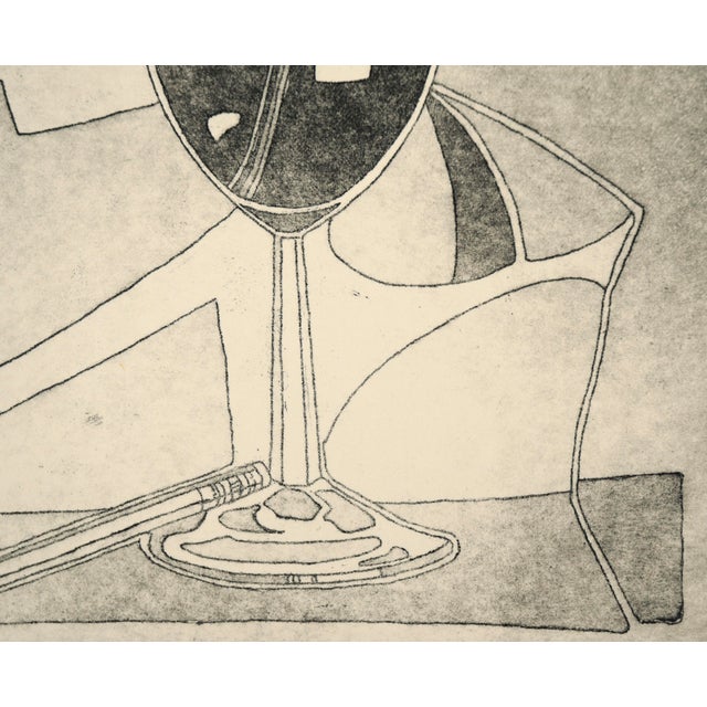 "Simple Delight" - Wine Glass & Rose Still Life Etching in Ink on Paper (#6/15) by Curtis G. Leonardo For Sale In Monterey, CA - Image 6 of 8
