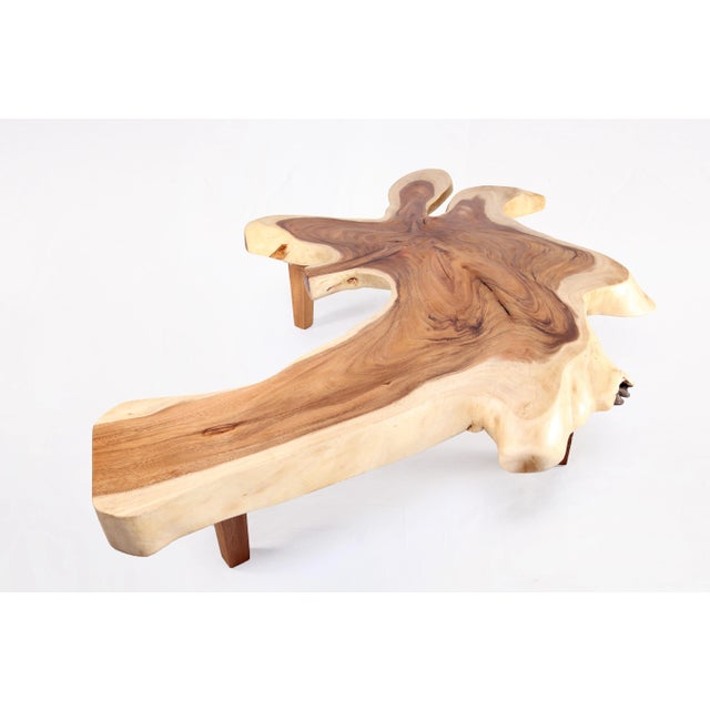 Wood 83" Long Free Form One Slab Living Edge Coffee Table 10 For Sale - Image 7 of 12