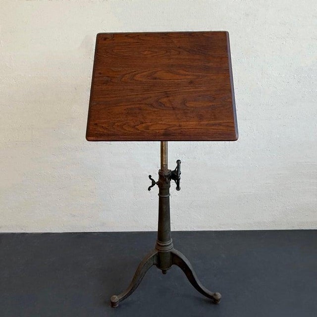 Industrial Antique Industrial Adjustable Cast Iron Drawing Easel Table For Sale - Image 3 of 12