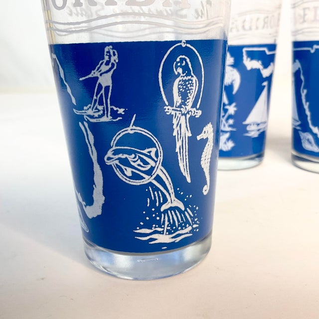 Glass 1970s Vintage Palm Beach Coastal Chic Florida Whiskey Glasses - Set of 6. For Sale - Image 7 of 8