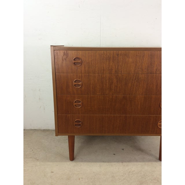 Danish Modern Teak Chest of Drawers With Carved Wood Pulls and Tapered Legs For Sale - Image 10 of 12