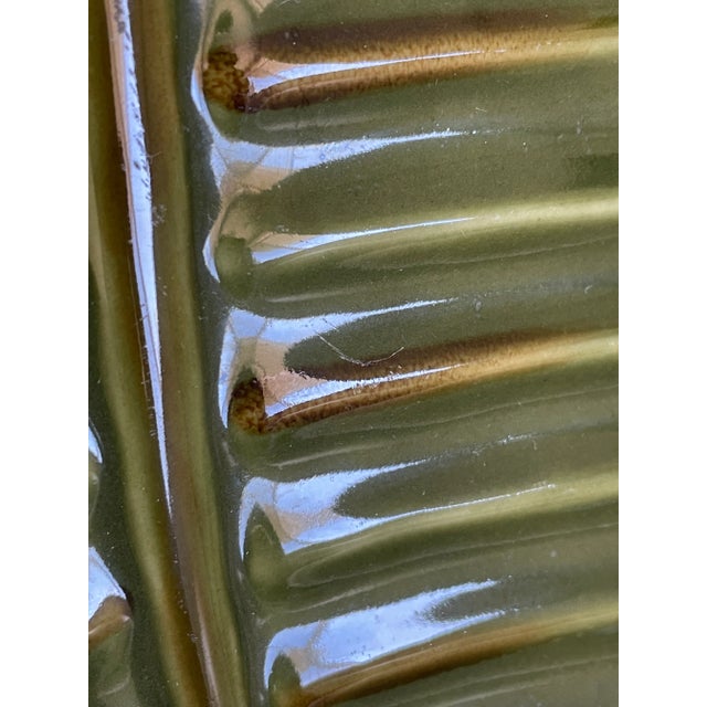 Green Pottery Barn Banana Leaf Pillar Candle Tray For Sale - Image 8 of 9
